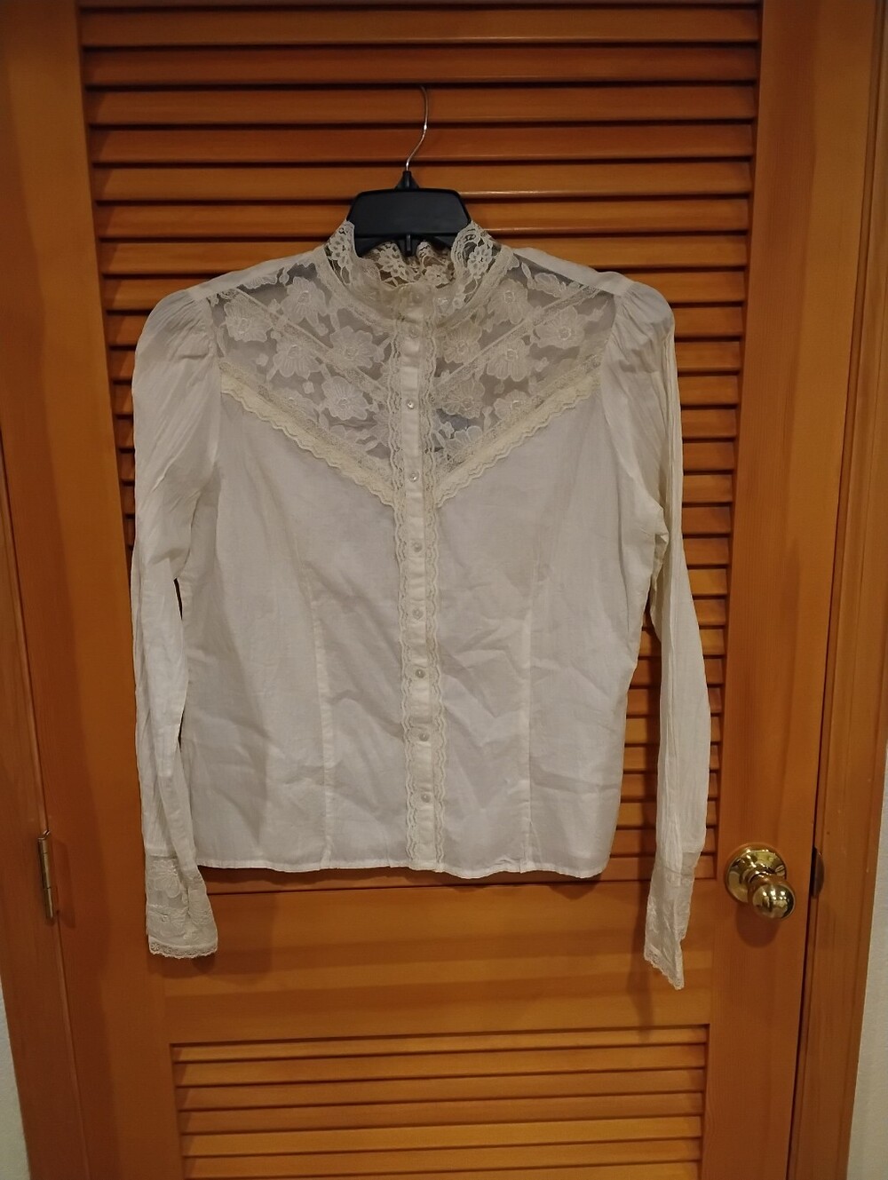 NWT Vintage Delicate Newport News Lace Yoke Blouse Cream, 14